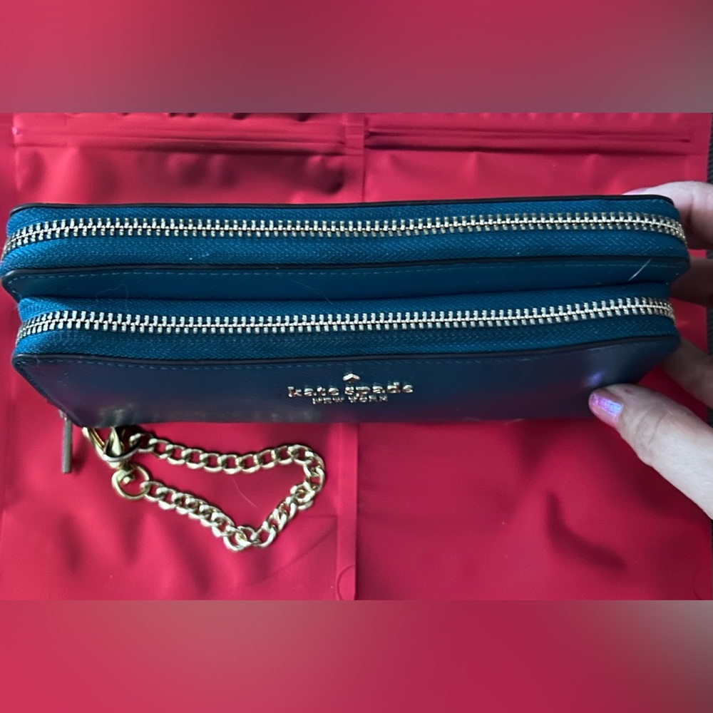 Kate Spade XL Teal Leather Wallet Organizer